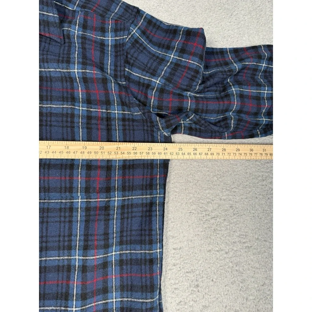 Vtg Pendleton 100% Virgin Wool‎ Flannel Button Down Shirt Mens L Blue USA Made - Picture 4 of 6